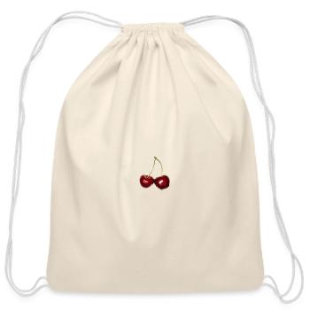 Cherry - Cotton Drawstring Bag - natural - Front