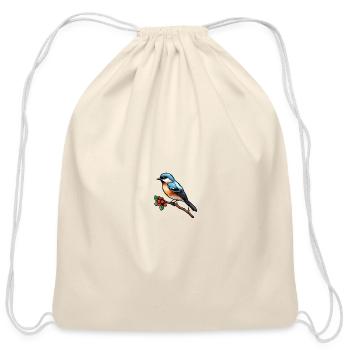 طائر السعادة الصغير - تصميم فني. - Cotton Drawstring Bag - natural - Front