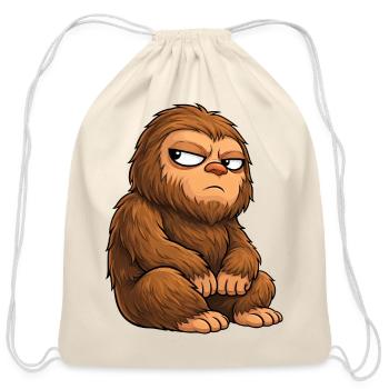 Funny Bigfoot Sasquatch monster cartoon humor - Cotton Drawstring Bag - natural - Front