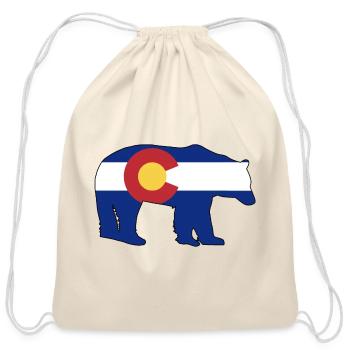 Colorado Bear Flag - Cotton Drawstring Bag - natural - Front