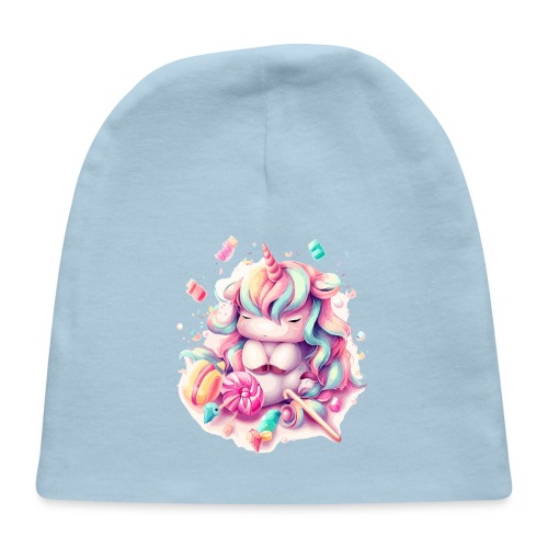 Cute Baby Unicorn In Candy Heaven - Baby Cap
