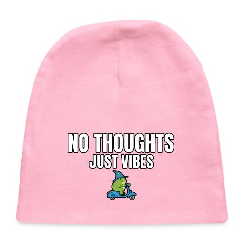 No Thoughts Just Vibes Funny Frog Shirt - Baby Cap