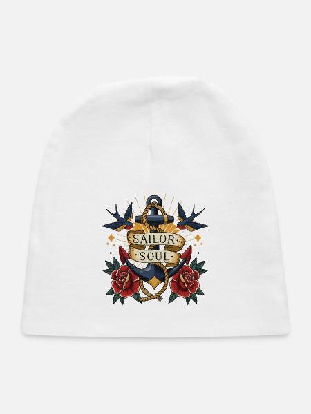 Sailor Soul Anchor Tattoo Art - Vintage Nautical - Baby Cap - white - Front