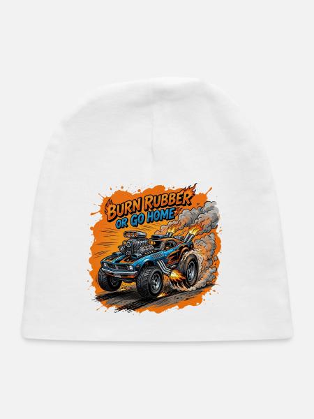 Burn Rubber Monster Truck - Baby Cap - white - Front