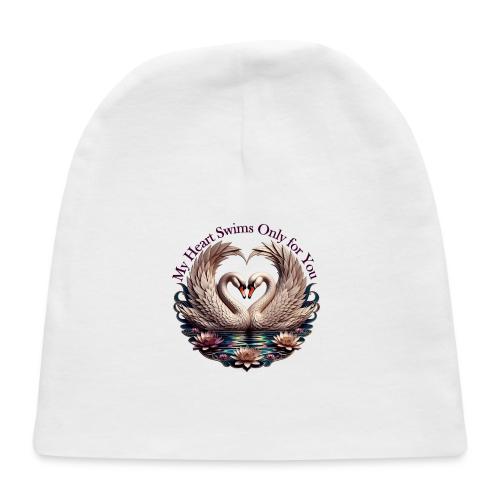 My Heart Swims Only for You Swan Heart T-Shirt - Baby Cap