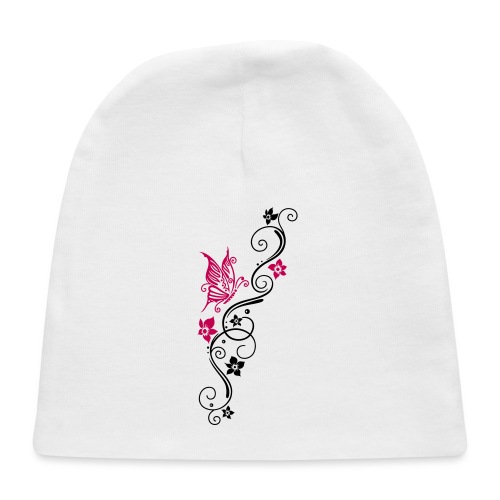 Butterfly with tribal ornament and flowers. - Baby Cap