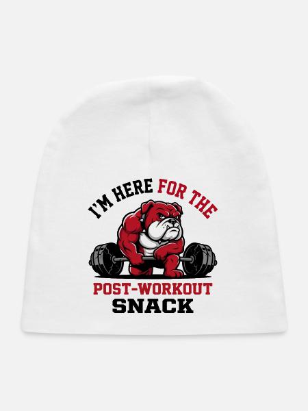 Post-Workout Snack Funny Gym Bulldog Bodybuilder - Baby Cap - white - Front