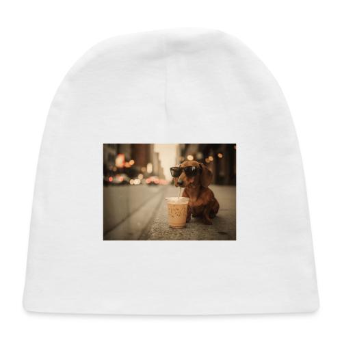 Funny Dachshund Iced Coffee Lover Tee - Baby Cap