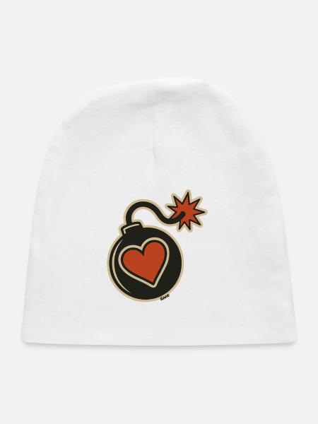Heart Bomb Sticker - Baby Cap - white - Front