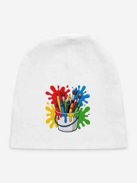 Drawing Painter Artist Brush Colourful Art - Baby Cap - white - Front