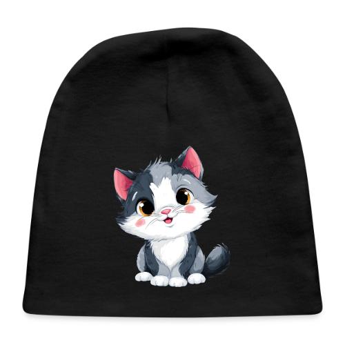 Sweet Sitting Kitten Cartoon Smiling - Baby Cap