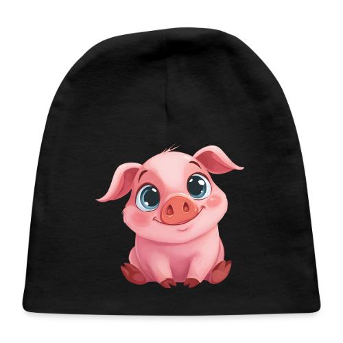 Adorable Cartoon Baby Pig Sitting with Big Eyes - Baby Cap
