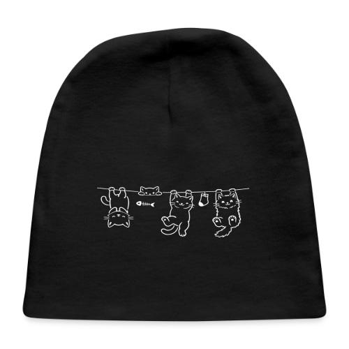 Minimalist Hanging Cats Line Art - Cute Kittens - Baby Cap