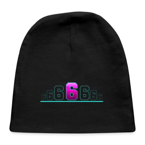Number 6 in Magenta: Varsity Font - Baby Cap