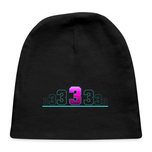 Number 3 in Magenta: Varsity Font - Baby Cap