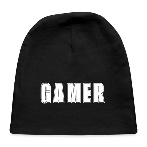 Gamer Collegiate White Text Design - Baby Cap