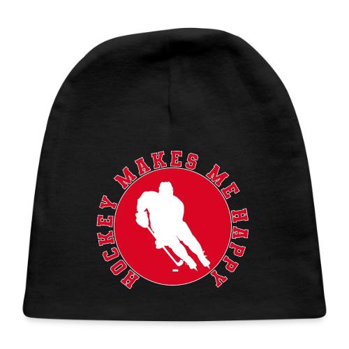 Hockey Makes Me Happy – Ice Hockey Fan Emblem - Baby Cap