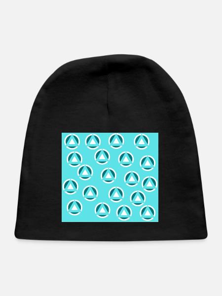 Teal Triangle Circle Geometric Pattern - Baby Cap - black - Front