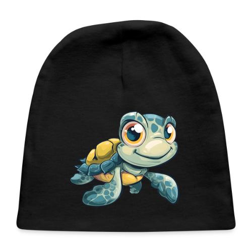 Playful Cartoon Baby Sea Turtle with a Smile - Baby Cap