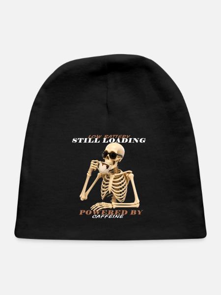 Funny Coffee Skeleton  - Baby Cap - black - Front