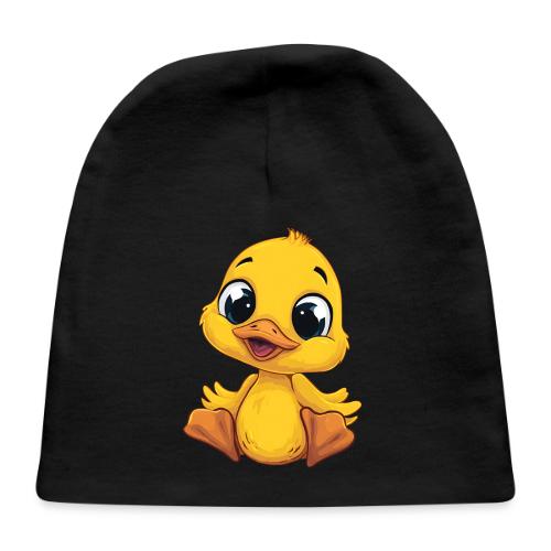 Sweet Yellow Cartoon Duck Sitting Happily - Baby Cap