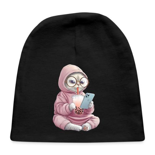 Cool Cat Bubble Tea Cartoon Design - Baby Cap