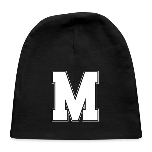 White Letter M – Varsity Alphabet Monogram - Baby Cap