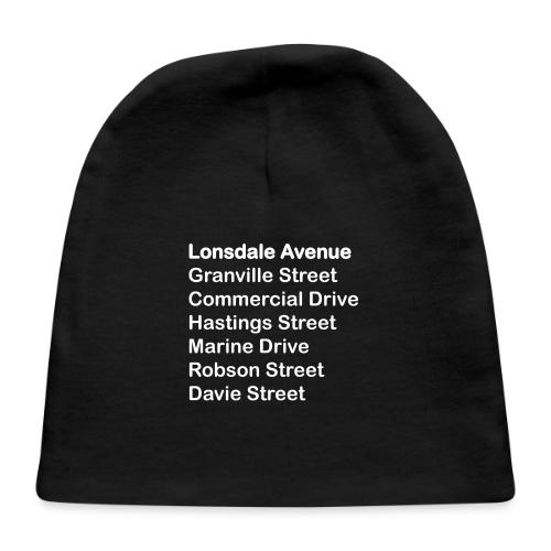 Street Names White Text - Baby Cap