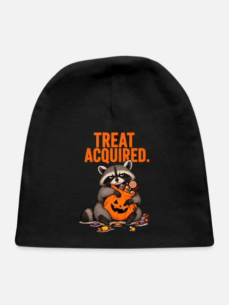 Treat Acquired Raccoon Halloween - Baby Cap - black - Front