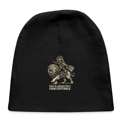 Funny Raccoon King Riding Lion Vintage Meme Art - Baby Cap