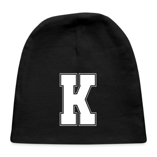 White Letter K – Varsity Alphabet Monogram - Baby Cap