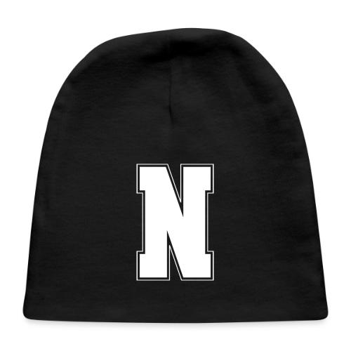 White Letter N – Varsity Alphabet Monogram - Baby Cap