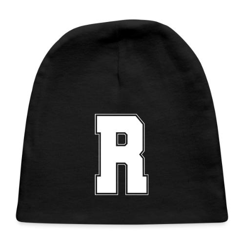 White Letter R – Varsity Alphabet Monogram - Baby Cap