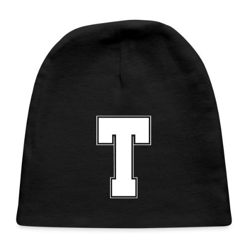 White Letter T – Varsity Alphabet Monogram - Baby Cap