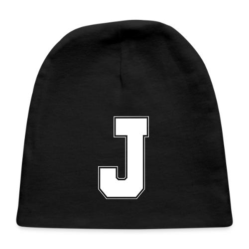 White Letter J – Varsity Alphabet Monogram - Baby Cap
