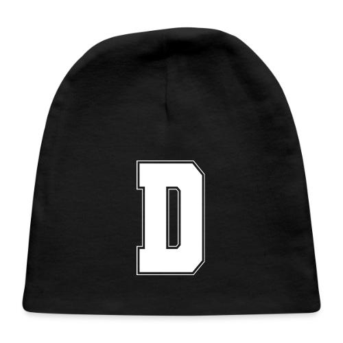 White Letter D – Varsity Alphabet Monogram - Baby Cap