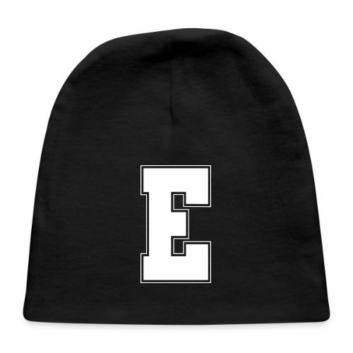 White Letter E – Varsity Alphabet Monogram - Baby Cap