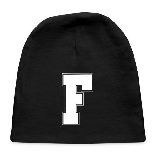White Letter F – Varsity Alphabet Monogram - Baby Cap