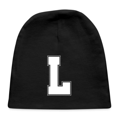 White Letter L – Varsity Alphabet Monogram - Baby Cap