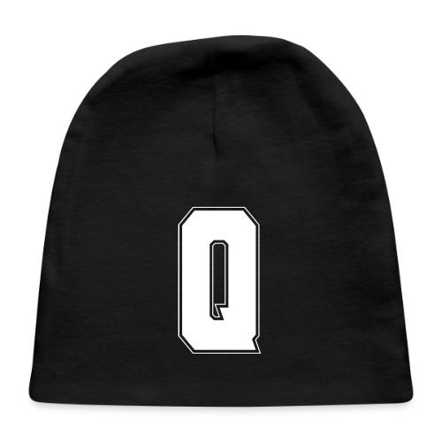 White Letter Q – Varsity Alphabet Monogram - Baby Cap