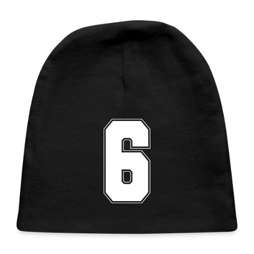 White Number 6 – Varsity Font - Baby Cap