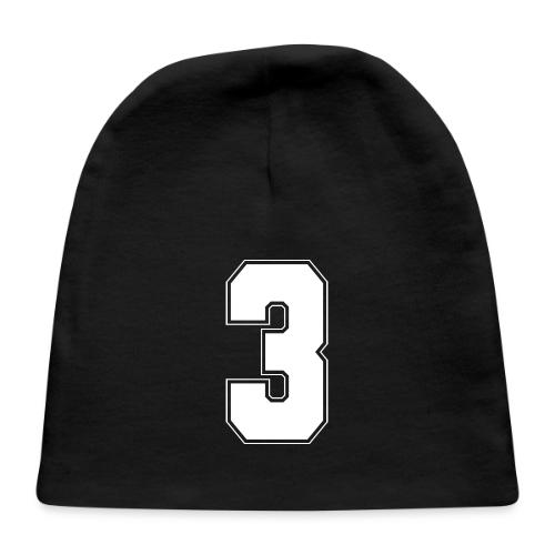 White Number 3 – Varsity Font - Baby Cap