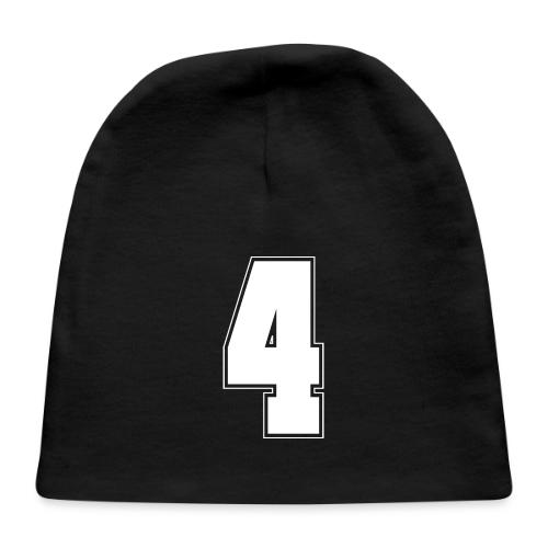 White Number 4 – Varsity Font - Baby Cap