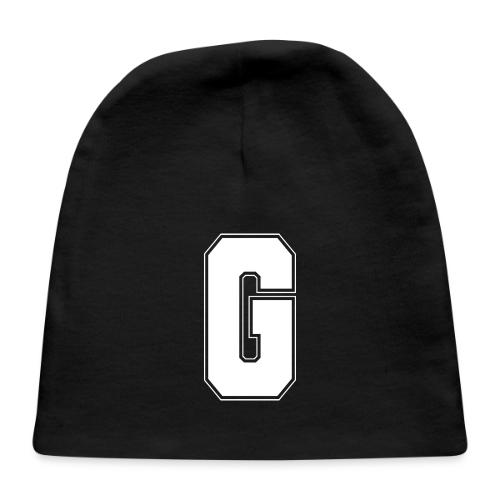 White Letter G – Varsity Alphabet Monogram - Baby Cap