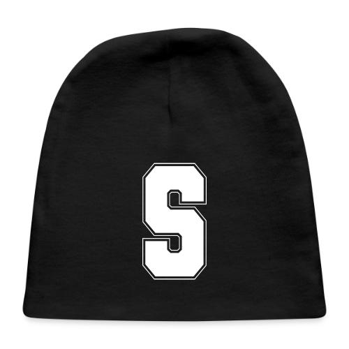 White Letter S – Varsity Alphabet Monogram - Baby Cap