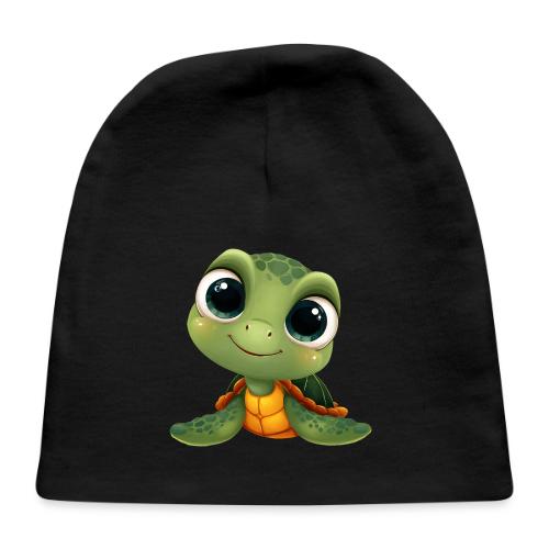 Cheerful Green Cartoon Sea Turtle with Big Eyes - Baby Cap