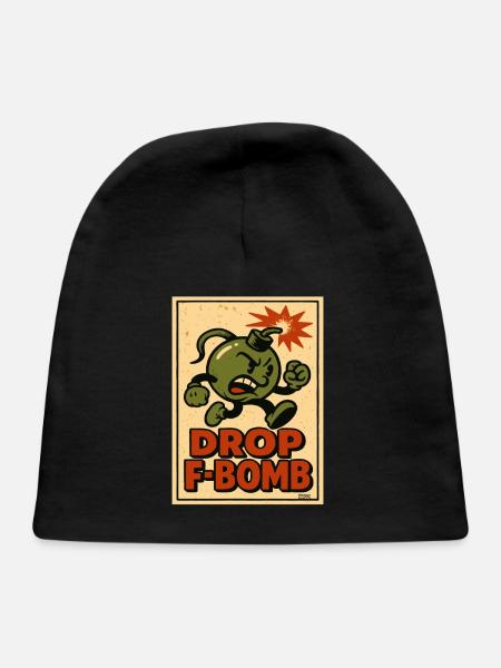 Drop F-Bomb Cartoon Bomb - Baby Cap - black - Front