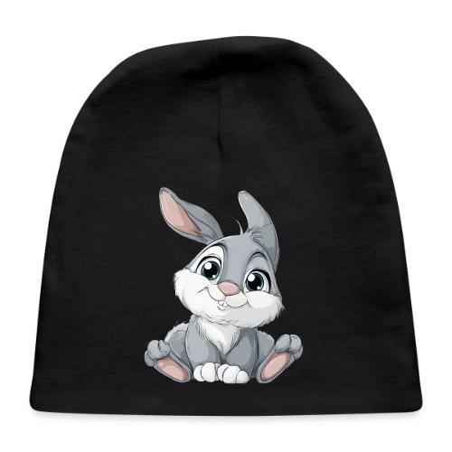 Joyful Grey and White Baby Rabbit Cartoon - Baby Cap