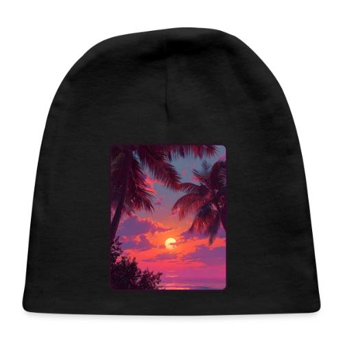 Tropical Sunset Palm Silhouette Design - Baby Cap