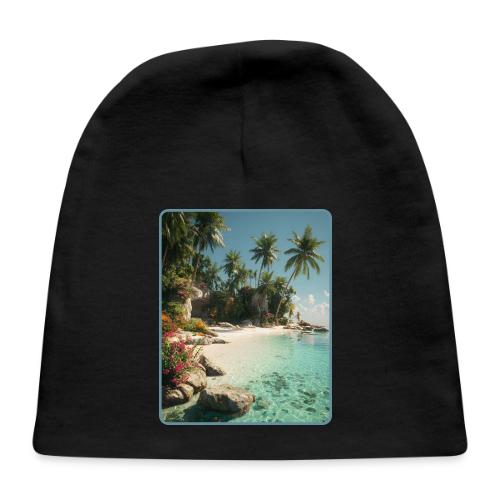 Serene Tropical Beach Floral Design - Baby Cap